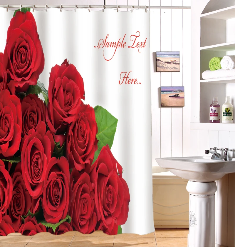 

Red roses stereoscopic 3 d printed shower curtain