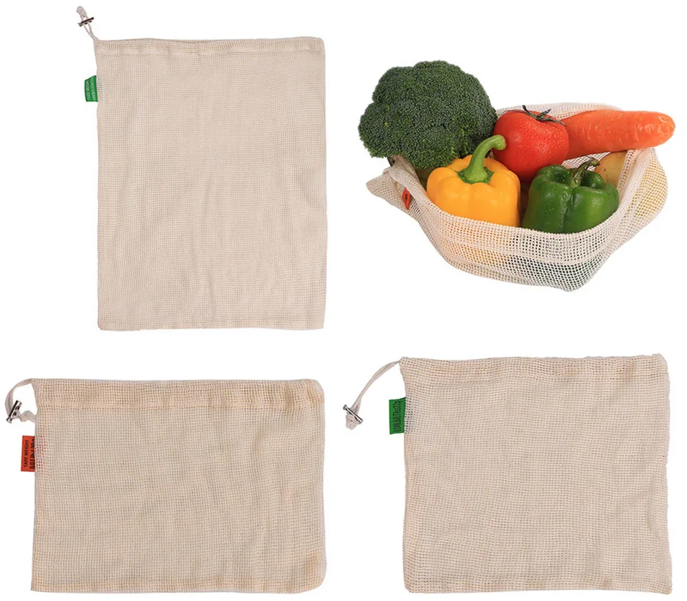 Sqinans 1 шт. Экологичные многоразовые производящие сумки сетка рынок мешок хлопок овощи сумки кухня хранения организации фрукты мешок