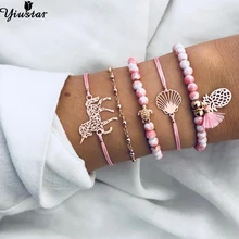 Yiustar Многослойная Веревка чистая жизнь браслеты с изображением единорога для женщин девочек ювелирные изделия подарок на браслет «Лучший Друг» браслет Personnalisa