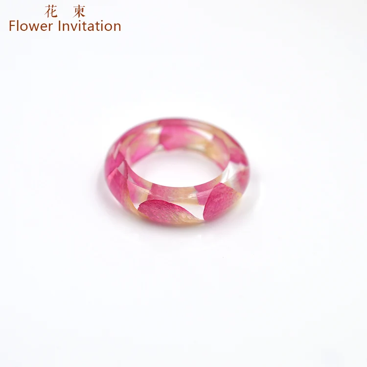 

Flower Invitation Finished Ring / DIY Hand Plant Specimen Natural Dried Flower Twig lace Resin Ring HJ22