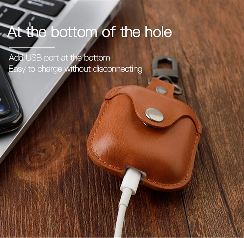 PU Leather Case For Airpods Luxury Business Earpods Box For Apple Earphone Cute Cover For Air Pods With Hook Lovely Protector (3)