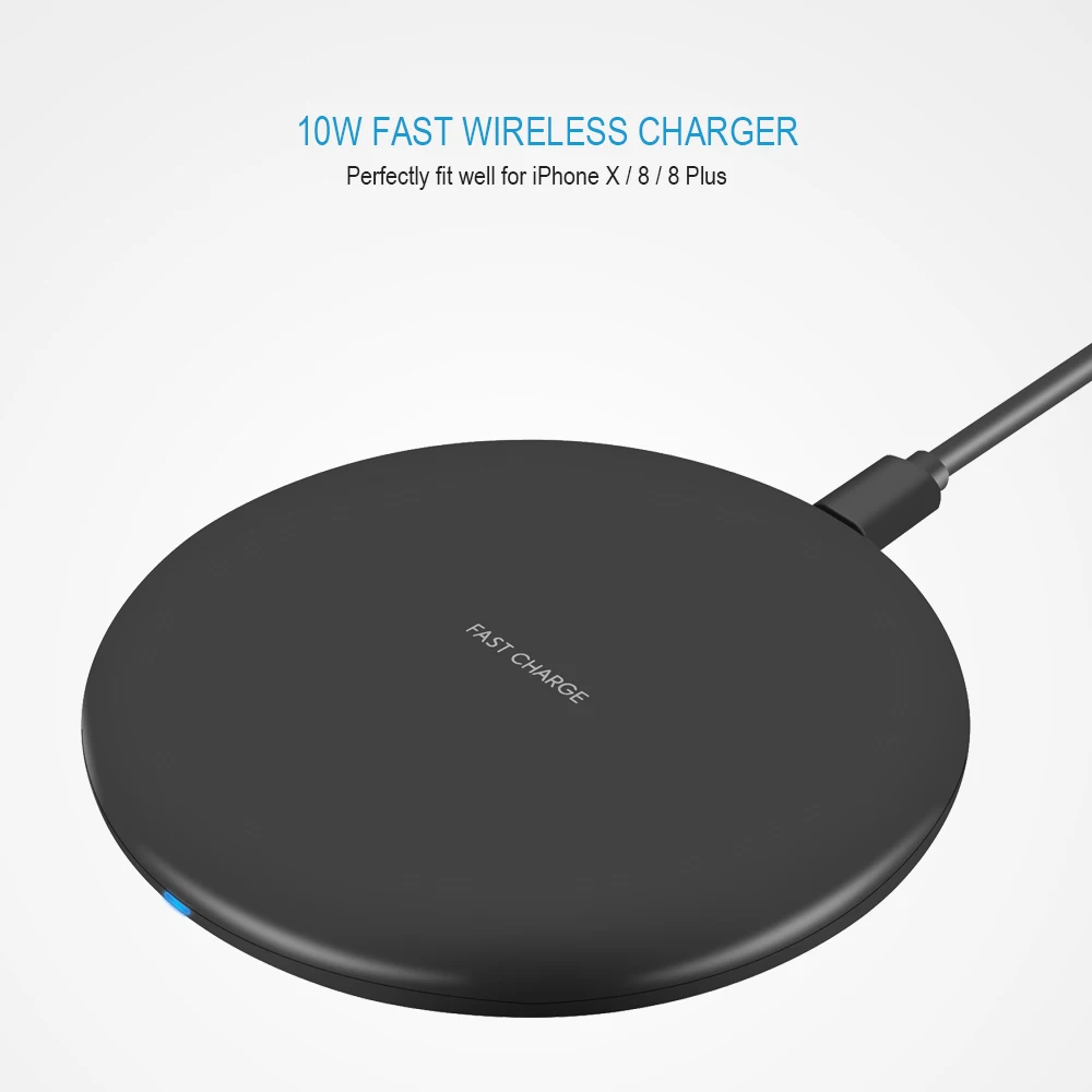 Chunfa Qi Wireless Charger for iPhone X 8 8 Plus 10W Wireless Charging Qi Fast Charger for Samsung Galaxy S9 Plus S8 S7 Edge S6 xq1
