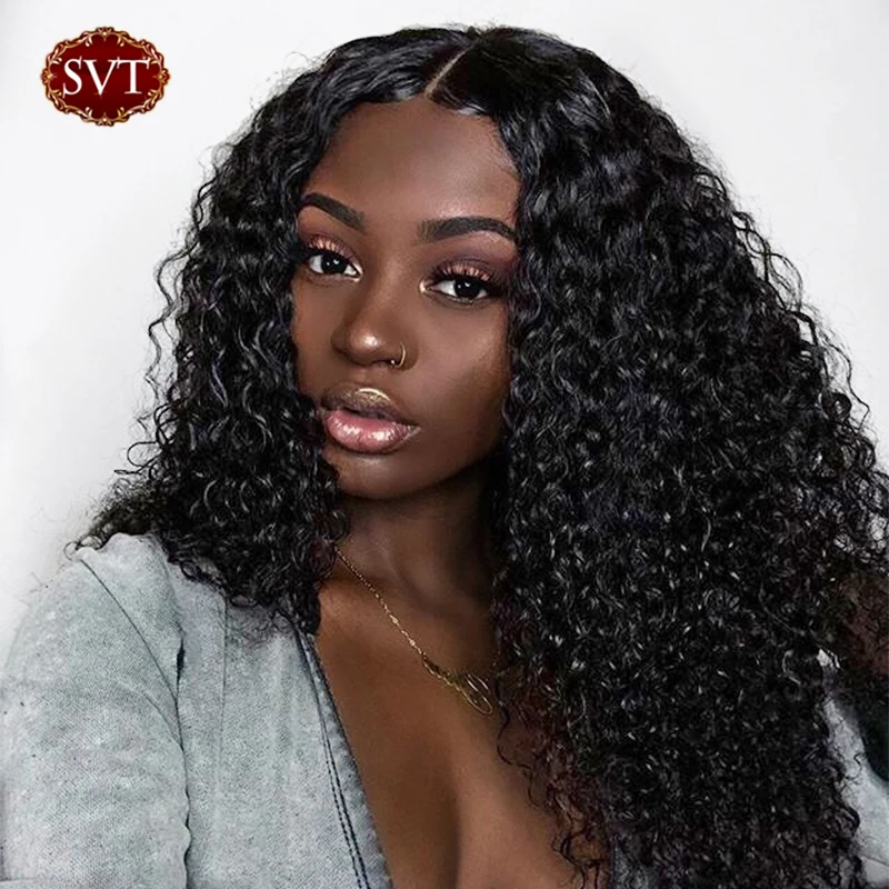 

SVT Curly Human Hair Wigs Pre Plucked Remy Indian Human Hair Wigs Glueless 13×4 Lace Front Human Hair Wigs For Black Women