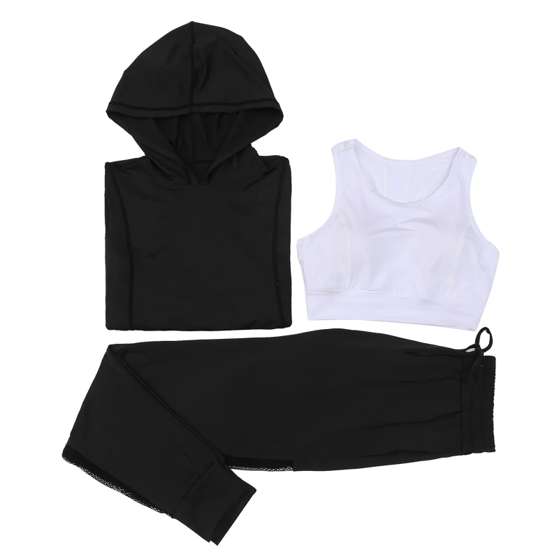 

Women's Running Set Gym Workout Set Three-piece Running Sportswear Jogging Exercise Yoga Tights Sports Set