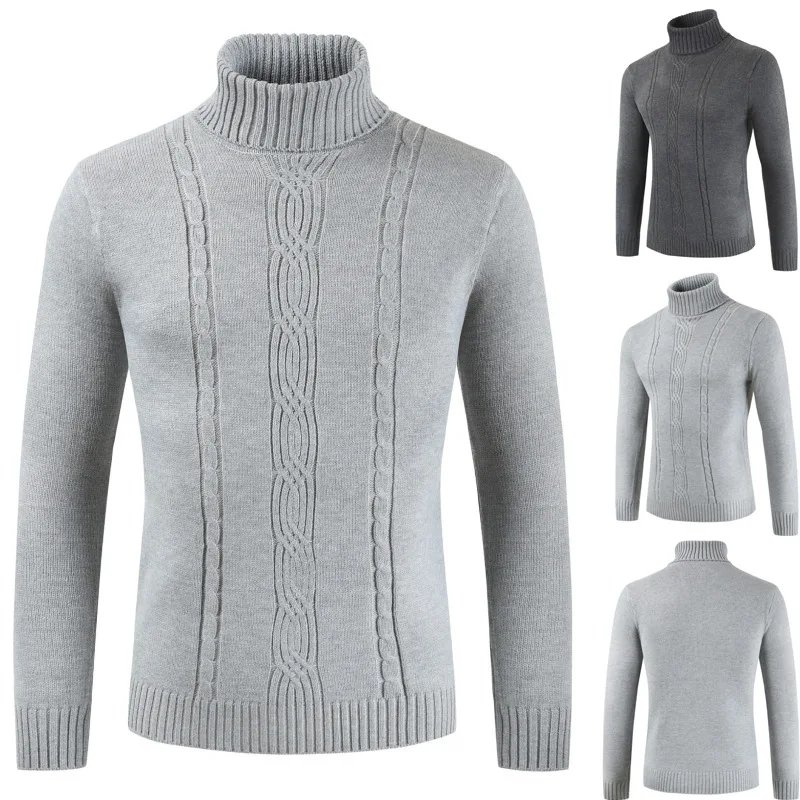 

PADEGAO 2018Autumn winter men sweater Men's high collar solid color Recreational sweater Slim Fit Brand Knitted warm Pullovers