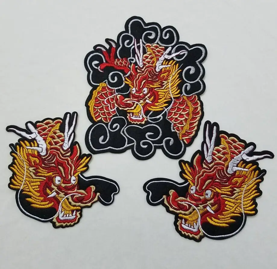 

1Set New exquisite embroidery fire dragon pattern patch Motorcycle driver clothing accessories patch stickers decorated AC1162