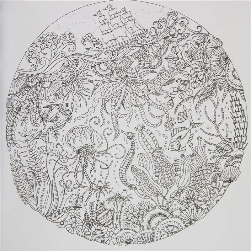 1 Pcs 24 Pages Lost Ocean Inky Adventure Coloring Book For Children Adult Relieve Stress Kill Time Painting Drawing Art Book 1 Pcs 24 Pages Lost Ocean Inky Adventure Coloring Book For Children Adult Relieve Stress Kill Time Painting Drawing Art Book