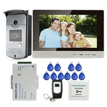 FREE SHIPPING Wired 10″ Color LCD Video Intercom Entry Door Phone System + Outdoor RFID Access Doorbell Camera + Remote + Power