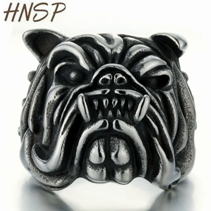 HNSP Personality Bulldog Male Rings 7-12 Big Size Animal Dog Ring For Men