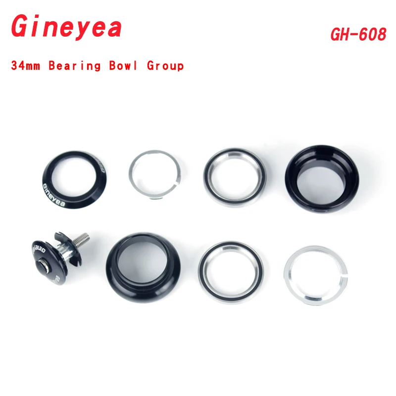 Gineyea-Aluminum Alloy Bicycle Bearing Bowl Front Fork External CNC Bowl Set Bike parts Straight-end Tube Frame 28.6mm 34mm