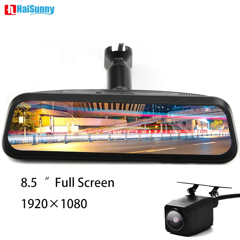 

HaiSunny 1080P Dual Lens 8.5" Steaming Rearview Mirror Monitor DVR Digital Video Recorder OEM Bracket And MCCD Rear View Camera