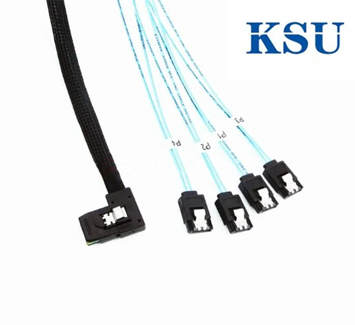 Вниз Угловой 90 градусов Mini SAS 4i SFF 8087 узловой до 4 SATA 7Pin целевой жесткий фотокабель