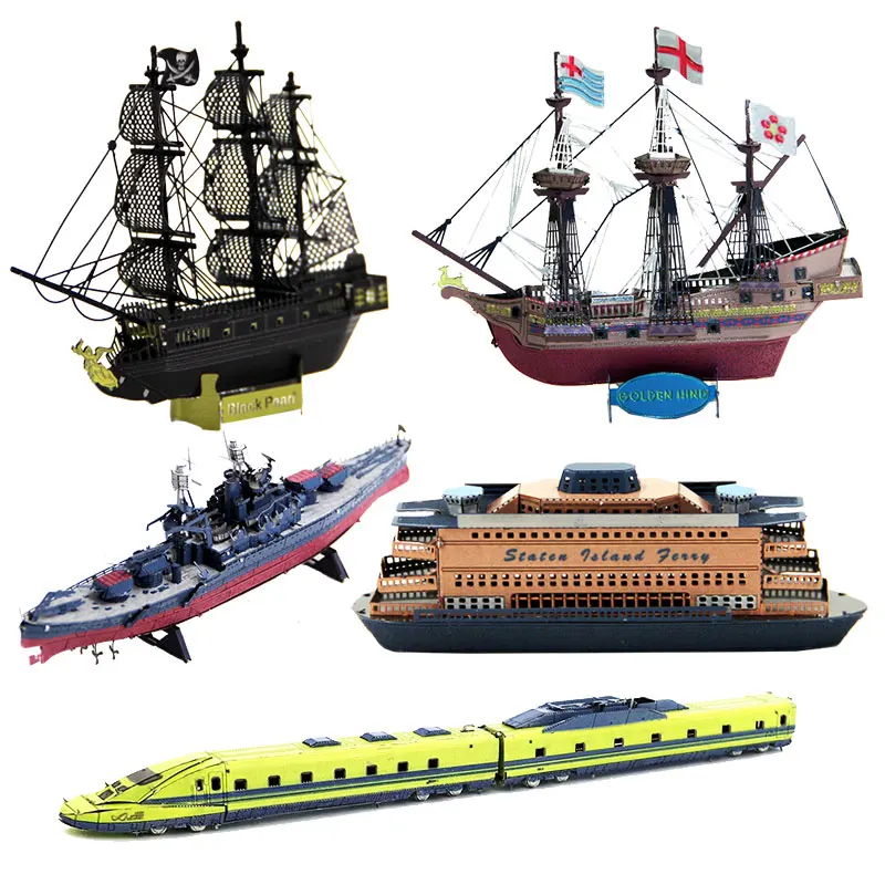 

3D Metal Puzzles Model Colorful Ship Series Train Black Pearl/Golden Hind Educational Toys for Adults Children Collectional