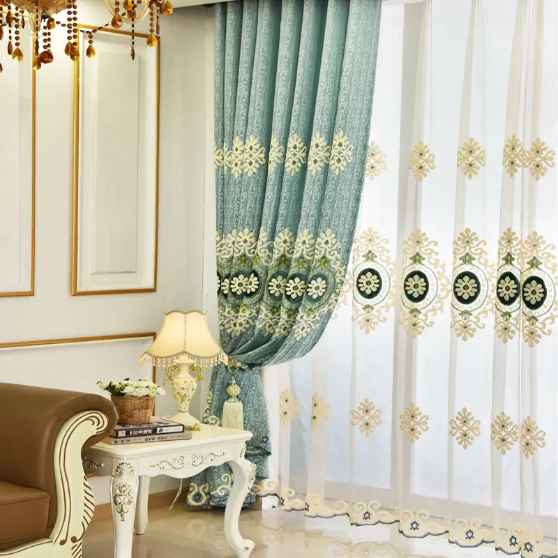 Buy Korean Polyester Cotton Embroidered Tulle Window