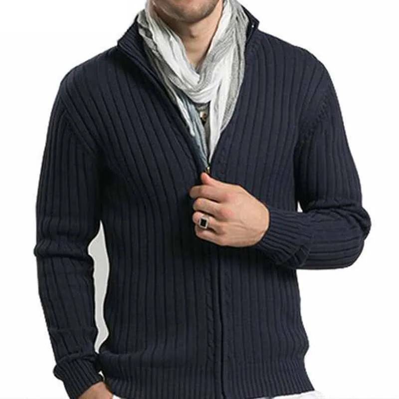 

Misniki men casual sweaters stand collar christmas knitwear slim fitted zippers cardigans M-3XL AXP29