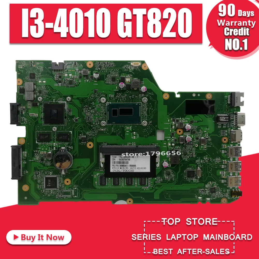  X751LD Motherboard I3-4010 GT820 For ASUS X751L K751L K751LN laptop Motherboard X751LD Mainboard X7