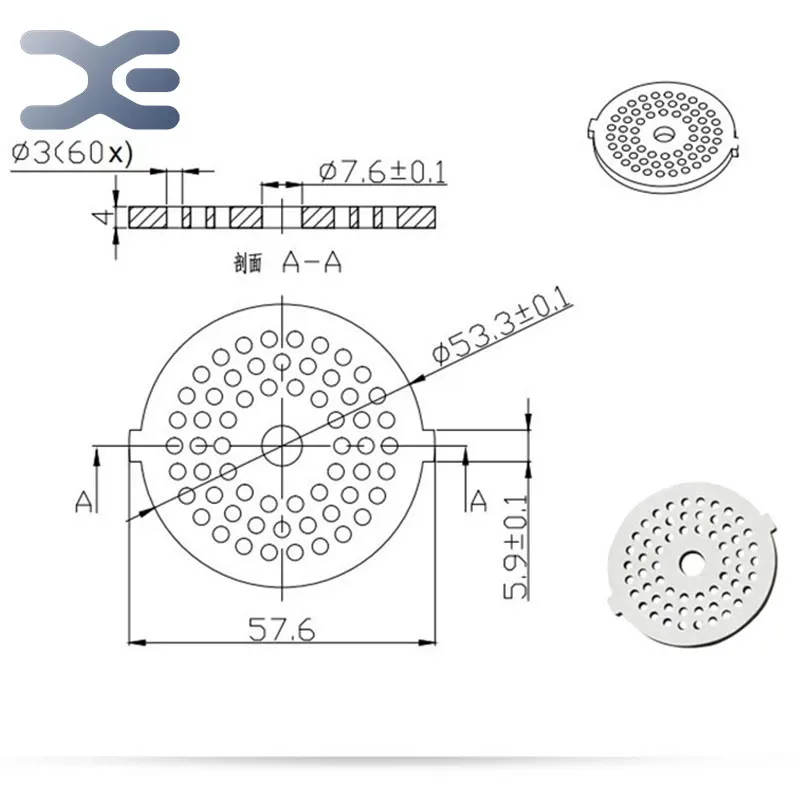 2 шт. 1/" /3 мм* 60 отверстий детали мясорубки для Panasonic 57,6 мм диаметр Нержавеющая сталь Acesorios Para Amoladora толщиной 4 мм