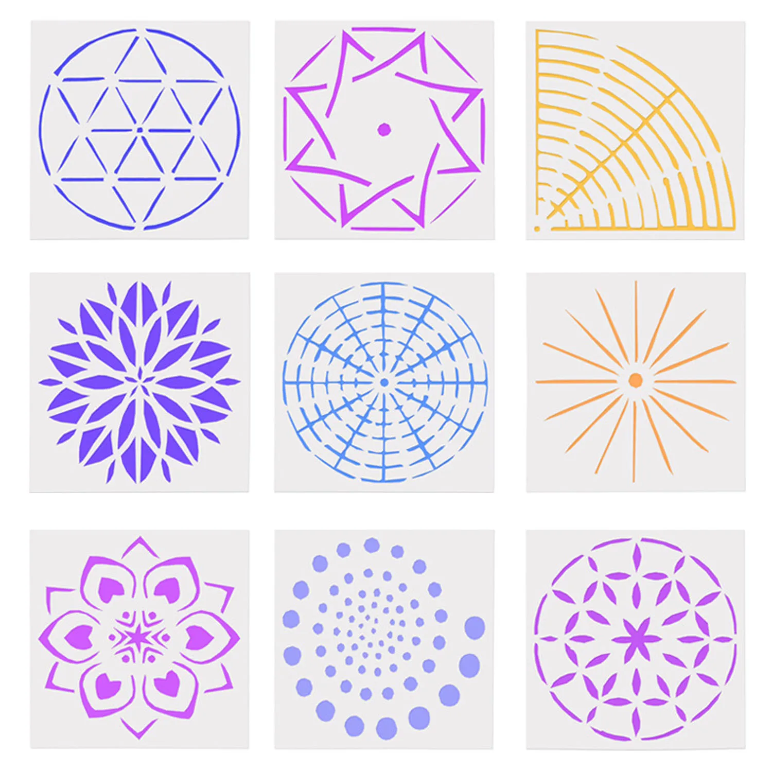 

9Pcs Mandala Dotting Tools Templates Stencil Set for DIY Painting Drawing Drafting Art Craft Handmade Projects Flower Paper Card