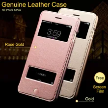 Real Original Genuine Leather Stand Flip Case For Apple iPhone 6 4.7″ Phone Bag For iPhone 6 Plus 5.5″ Back Cover Cowhide Holder