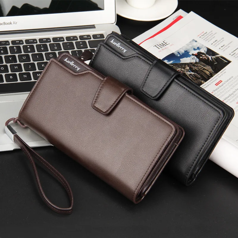 Luxury Men's Long Leather Wallet Big Capacity Card Phone Holder Handbag  Zipper