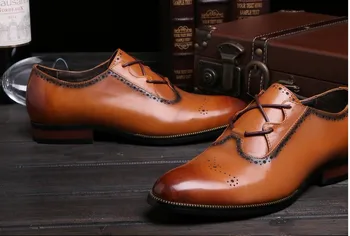 

Business Men Fashion Round Toes Carved England Style Casual Wedding Shoes Spring Autumn Male Brogue Shoes Free Shipping