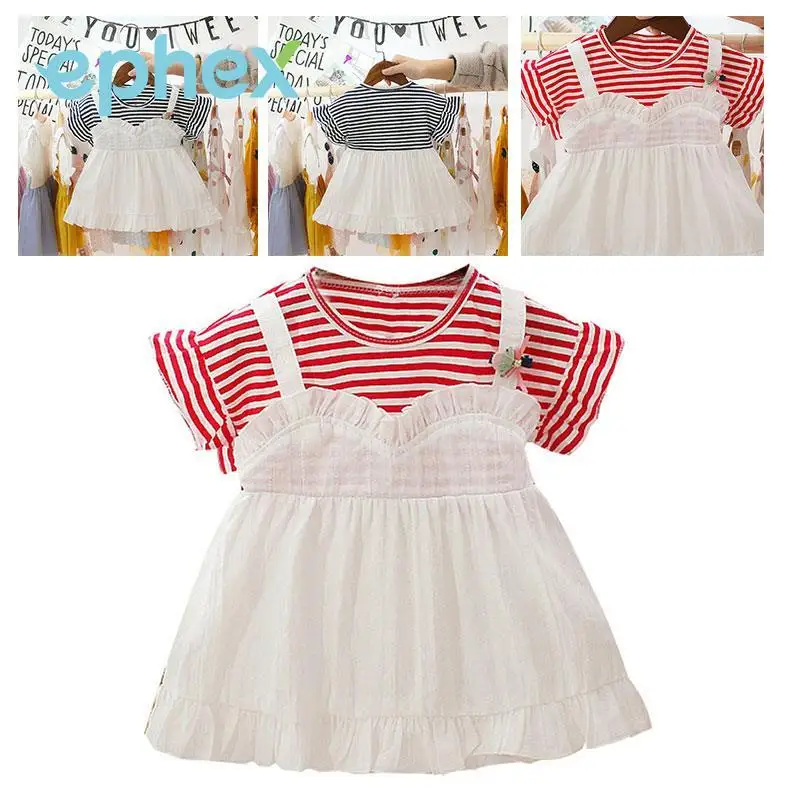 

Ephex Soft Sleeveless Vacation Girl Princess Dresses Casual O-Neck Summer Comfortable Cotton Beach Wedding