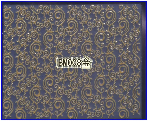 1х самоклеющиеся золотые 3D металлические наклейки для дизайна ногтей, слайдер, Цветочная лоза, винтажный арабескитический узор, BM01-24 - Цвет: BM008 GOLD