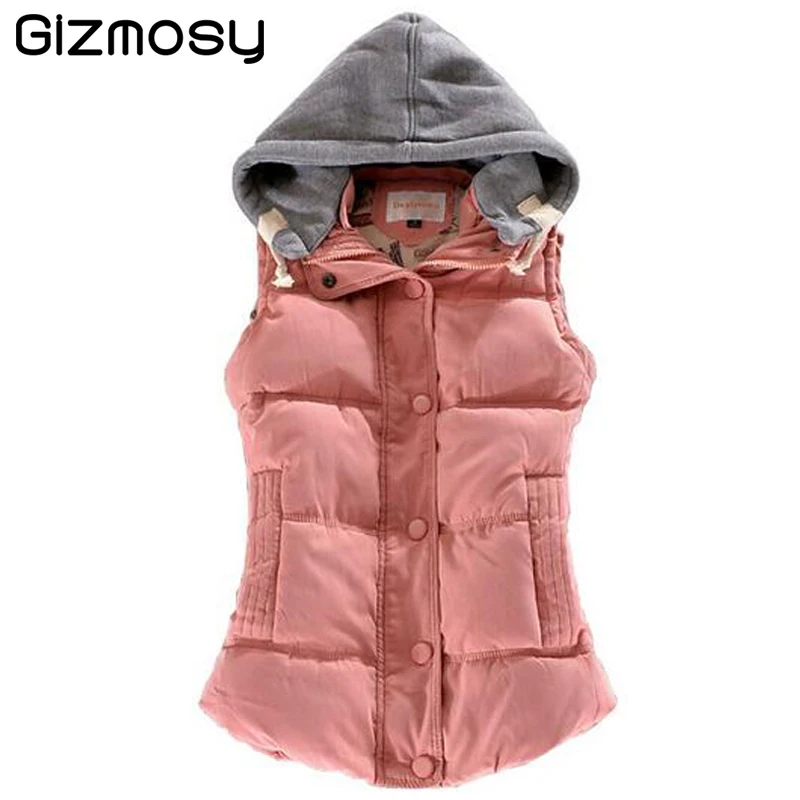 

Women Autumn/Winter Fashion Waistcoat Hooded Thick Warm Down Cotton Wool Collar Vest Female Large Size Jacket&Outerwear SY045SY