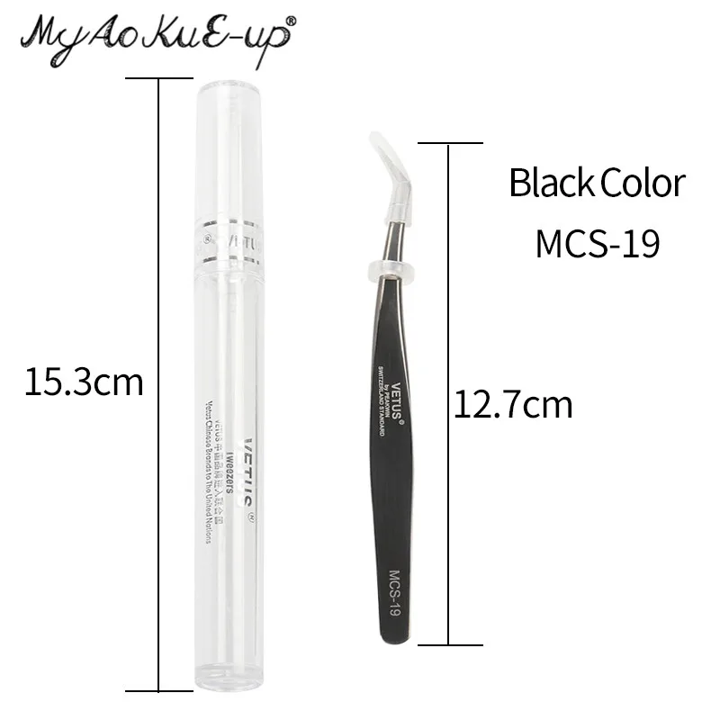 Новая серия MCS Премиум Пинцет норковые ресницы удлинение качество ультра тонкий высокая точность нержавеющая сталь антистатические пинцеты - Цвет: Mcs 19 black