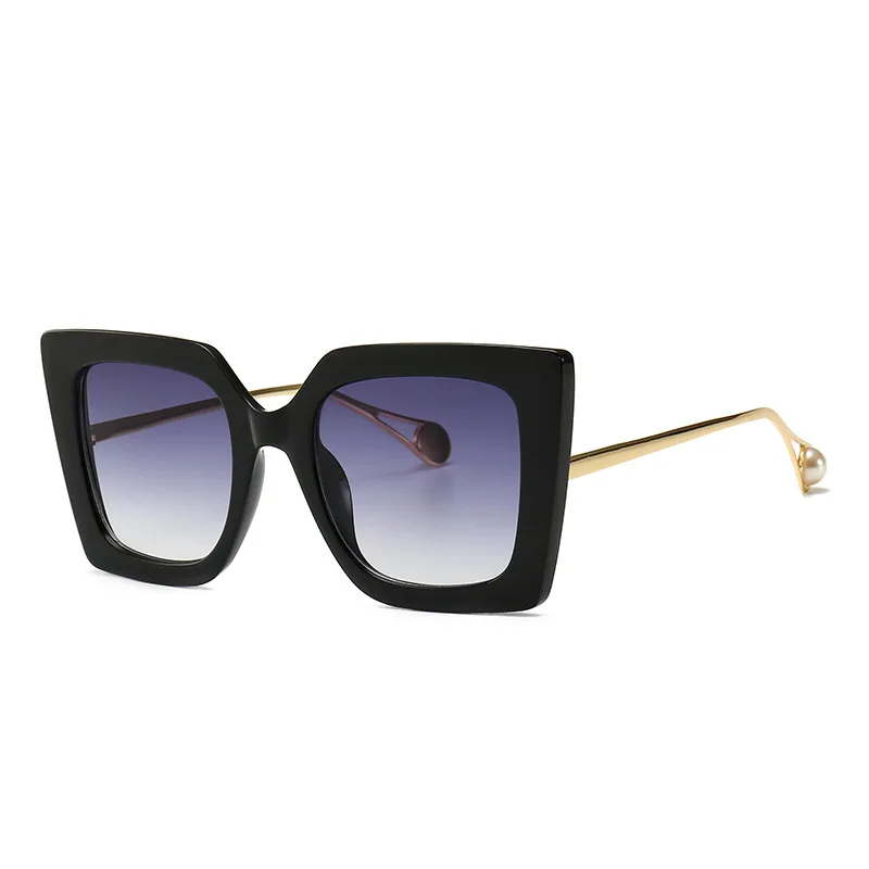 Классические синие цветочные солнцезащитные очки женские роскошные брендовые дизайнерские жемчужные солнцезащитные очки «кошачий глаз» Для женщин UV400