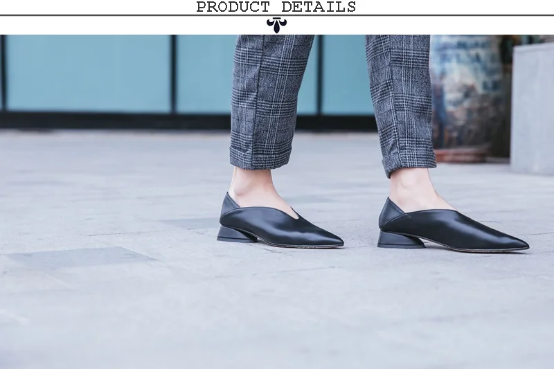 ZVQ/весенние женские туфли-лодочки из натуральной кожи для офиса Большие размеры 33-43; необычный стиль; Изящные женские туфли на низком каблуке 3 см