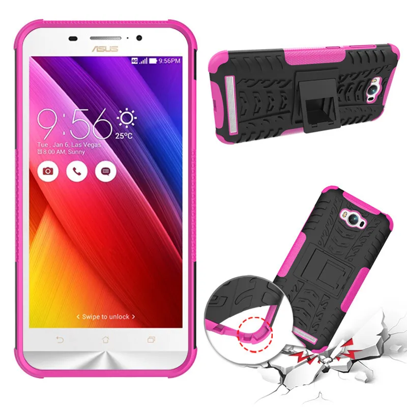 

For Asus Zenfone Max ZC550KL 5.5inch Phone Case 2in1 Dual Layer Kickstand Heavy Duty Armor Shockproof Hybrid Silicone Back Case