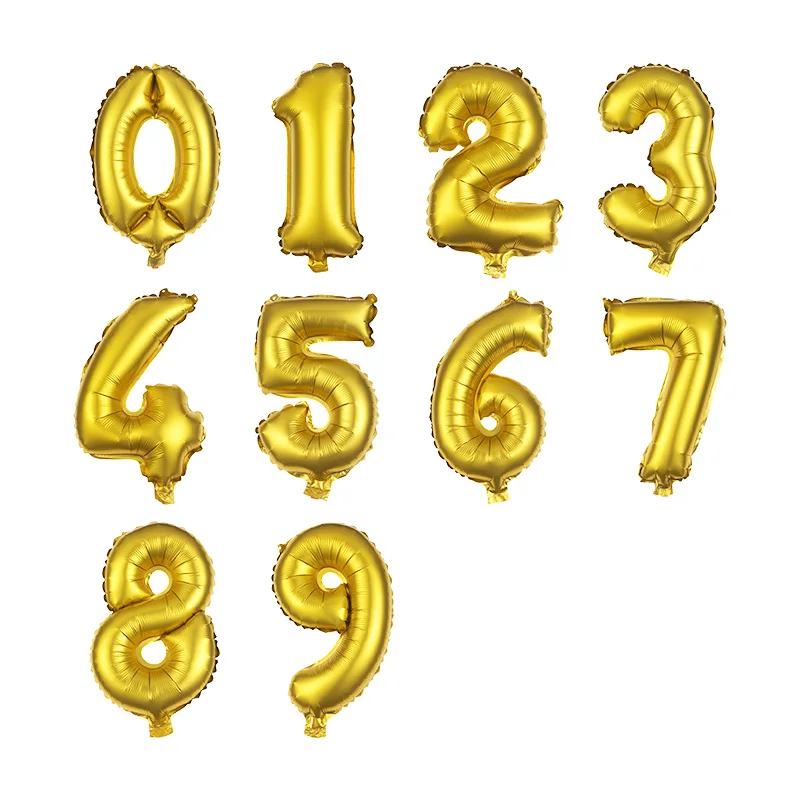 

16inch 0-9 Numbers Font Gold Foil Balloons party birthday Helium wedding birthday decorations Ballons Supplies