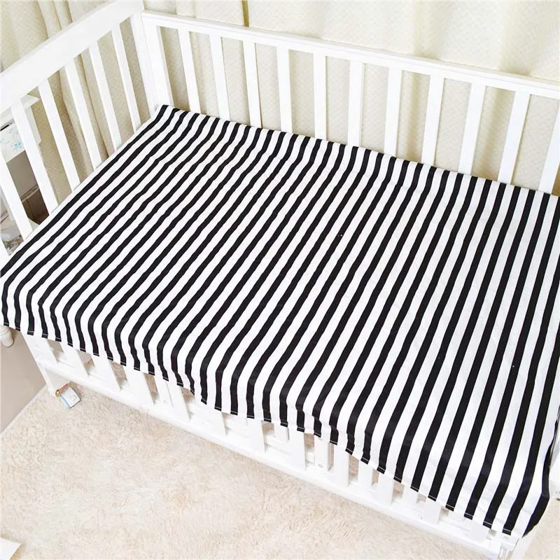 Black&White Newborn Sleeping Crib Bedsheet Baby Cot Stroller Bedspread Sleeper Flat Sheet Infant Bed Covers