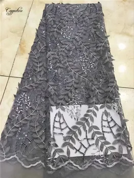 

Fashionable embroidery French tulle mesh cloth nice net lace fabric with sequins PNZ514(5yards/lot)
