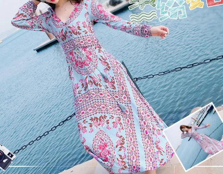 Longue Bleu Coton D'été Mode Nouvelle Vent Femmes National 3xl Chaude Plage 2019 S Soie ORzwaPqS