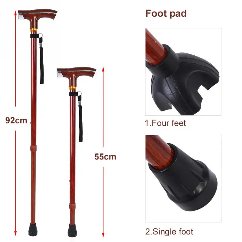 

Adjustable Trekking Crutch Aluminium Alloy Multi-Function Telescopic Flashlight Lightweight Cane Walking Stick Cane For Elderly