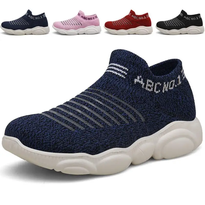 

CLOWN DUCKS Breathable Knit Children Shoes Fashion Magic Post School Casual Kids Shoes Soft Non-slip Boys Girls Sneakers Size