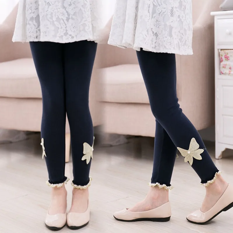 

Children Girls Bow Beading Cotton Autumn Spring Princess Casual Skinny Leggings for girls Kids Butterfly Stretchy Trousers