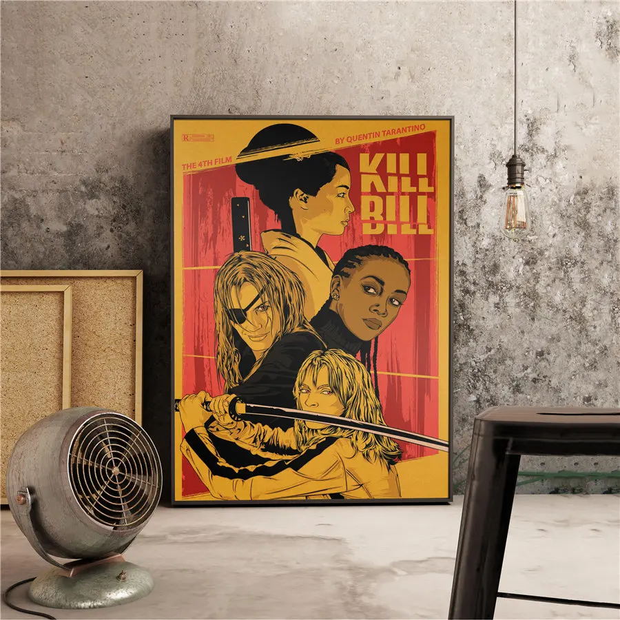 Плакат с фильмом "KILL BILL", винтажная живопись, Настенная Наклейка для дома, кафе, бара, античное украшение, Классический плакат с фильмом, 45,5x31,5 см