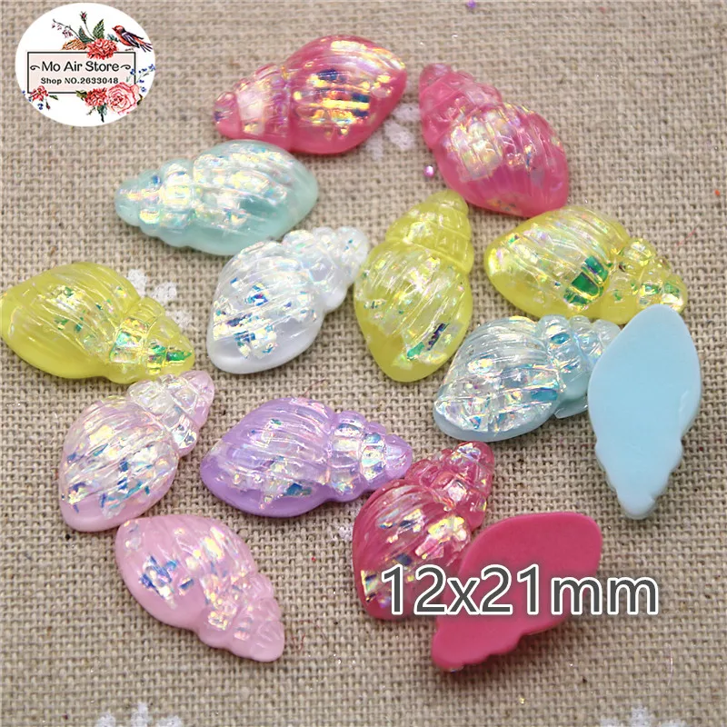 

20pcs 12x21mm bling shiny conch resin flatback cabochon DIY jewelry/phone decoration hair bow center