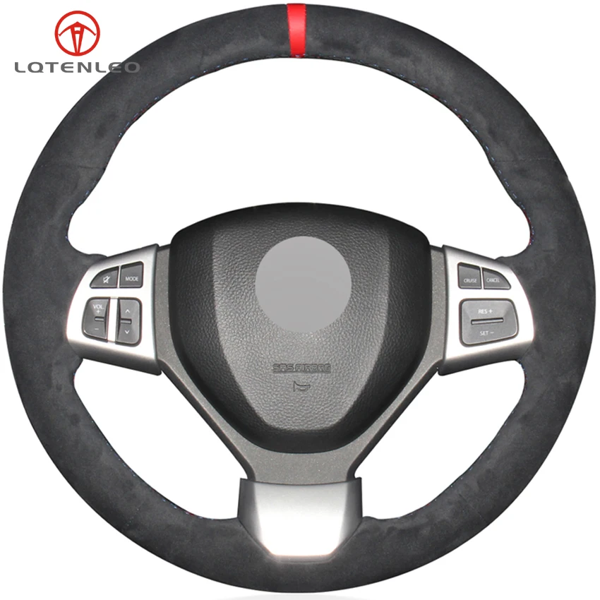 

LQTENLEO Black Suede Hand-stitched Car Steering Wheel Cover For Suzuki Swift 2011-2017 Swift Sport 2011-2017 Vitara S 2015-2019