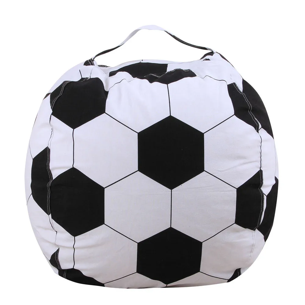 

Kids Stuffed Animal Plush Football Toy Storage Bean Bag Soft Pouch Stripe Fabric Chair Animal Plush Football Toy Storage