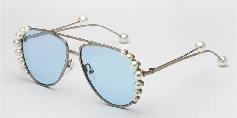 HBK роскошные женские солнцезащитные очки-авиаторы модный бренд Жемчужное Украшение Солнцезащитные очки металлические оправы очков для Для женщин UV400 Óculos