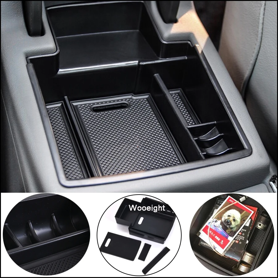 Wooeight For Audi A4 B8 A5 S5 2009-2016 Central Armrest Storage Box Container Holder Tray Black Car-Styling Organizer (7)