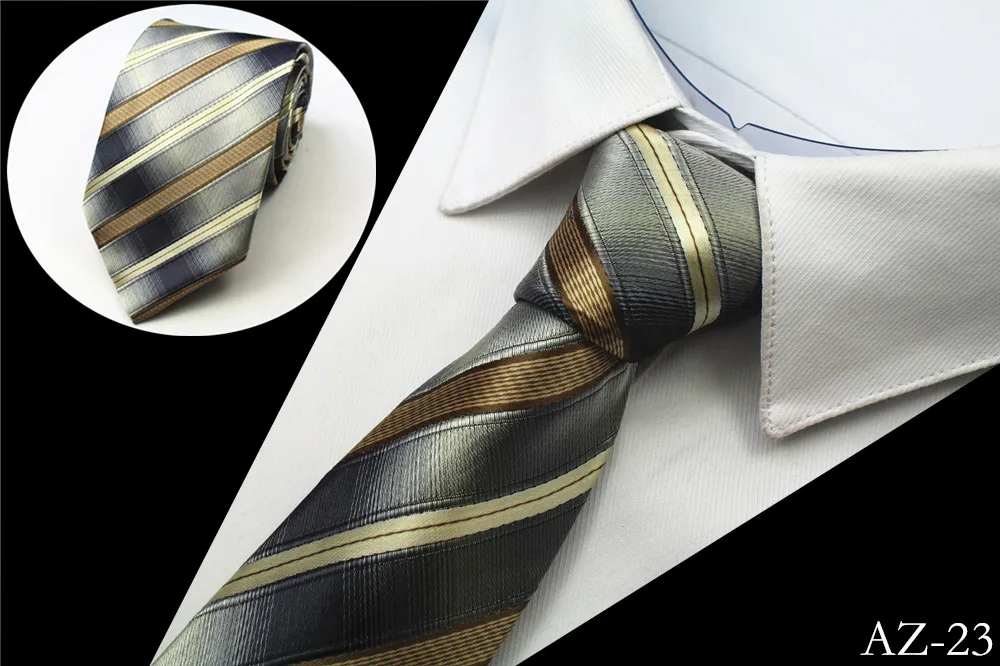 Ricnais 8cm 100% Jacquard Woven Silk Tie For Men Striped Neckties For Wedding Business Party Factory Sale