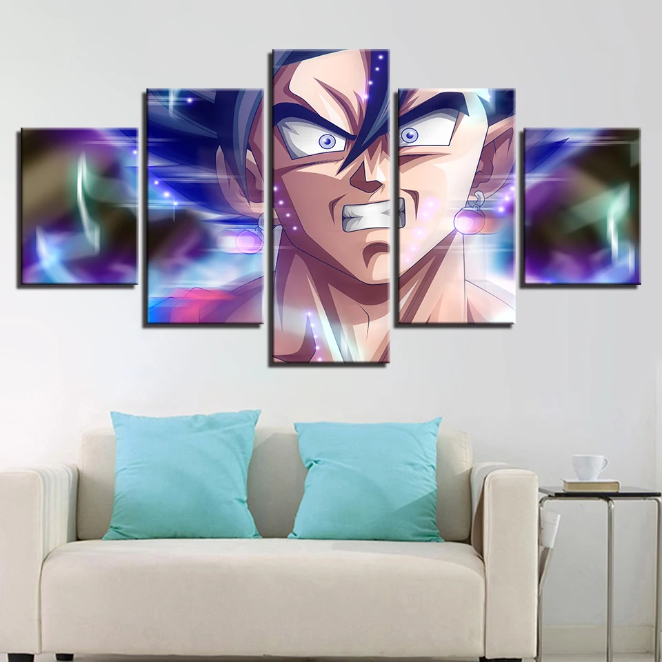 

Pictures Framework Wall Art 5 Pieces HD Printing Cartoon Anime Posters Dragon Ball Canvas Modular Painting Decor For Living Room