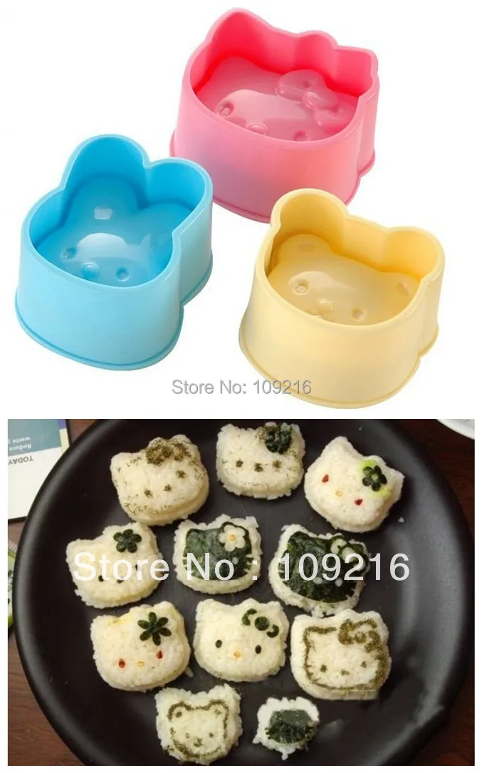 

wholesale!! 3pcs/set DIY Sushi Mold, Rice & Vegetable Roll Mold, very Cute Cartoon Shape, Hello Kitty, Bear and Rabbit