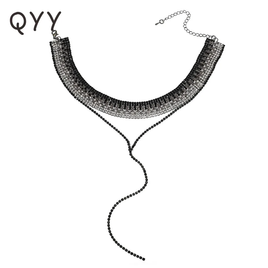 

Newest High Quality Austrian Crystal Clavicle Choker Necklace for Women Black and White Fashion Short Party Necklaces