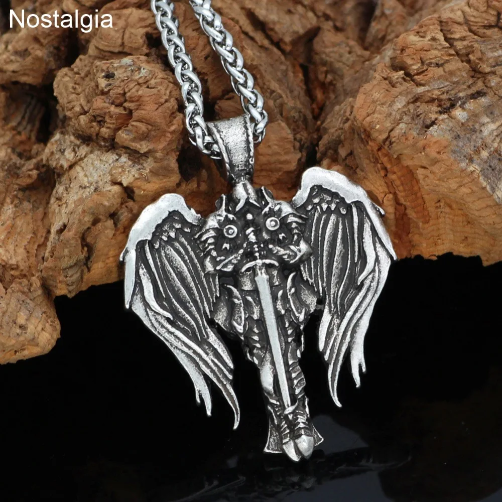 Ностальгия Diablo Archangel защита Ирландский Крест Подвеска Крылья Ангела ожерелье Wicca